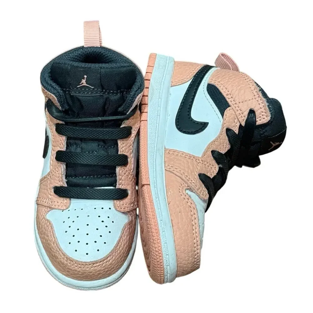 Nike Air Jordan 1 Mid GT Pink Quartz 7C Toddler Sneakers No Box Easy On Laces